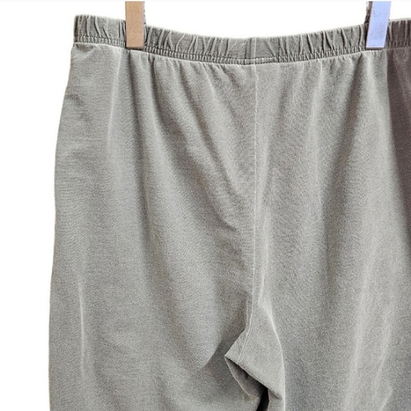 Hot Cotton Green Pull On Cropped Comfort Basic Pants Size Large Minimalist - Picture 8 of 11